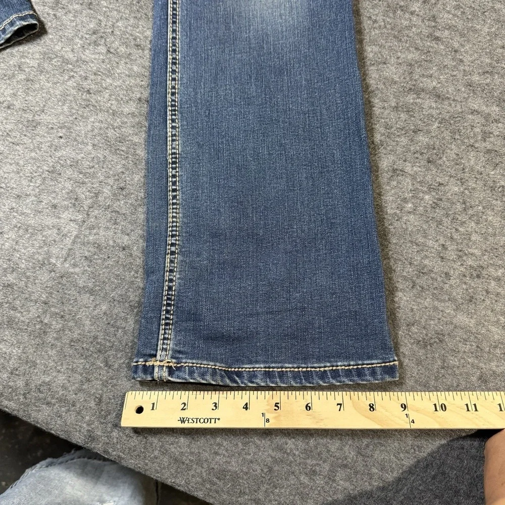 VTG Y2K Wrangler Womens Embroidered Boot Cut Jeans Size 7/8 x 32 Retro Grunge